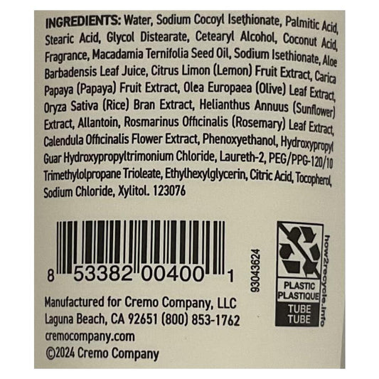 Cremo Classic Citrus Moisturizing Formula Shave Cream 6 Oz